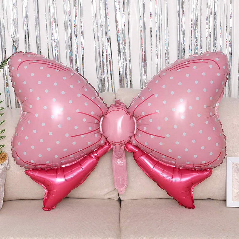 Soochat 5 Pcs Bow Balloons, Pink Bowtie Balloon Bow-Knot Foil Mylar Balloons, Jumbo Bow Balloon for Wedding Birthday Party Gift Decoration - Image 2